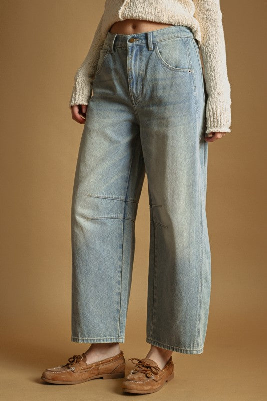 Light Wash Barrel Jeans