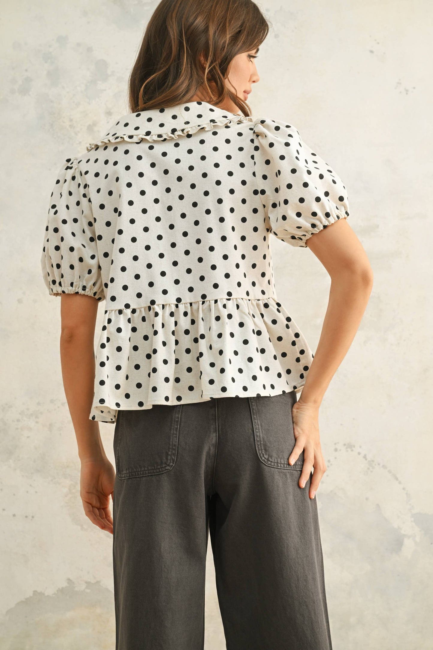Linen Polka Dot Top
