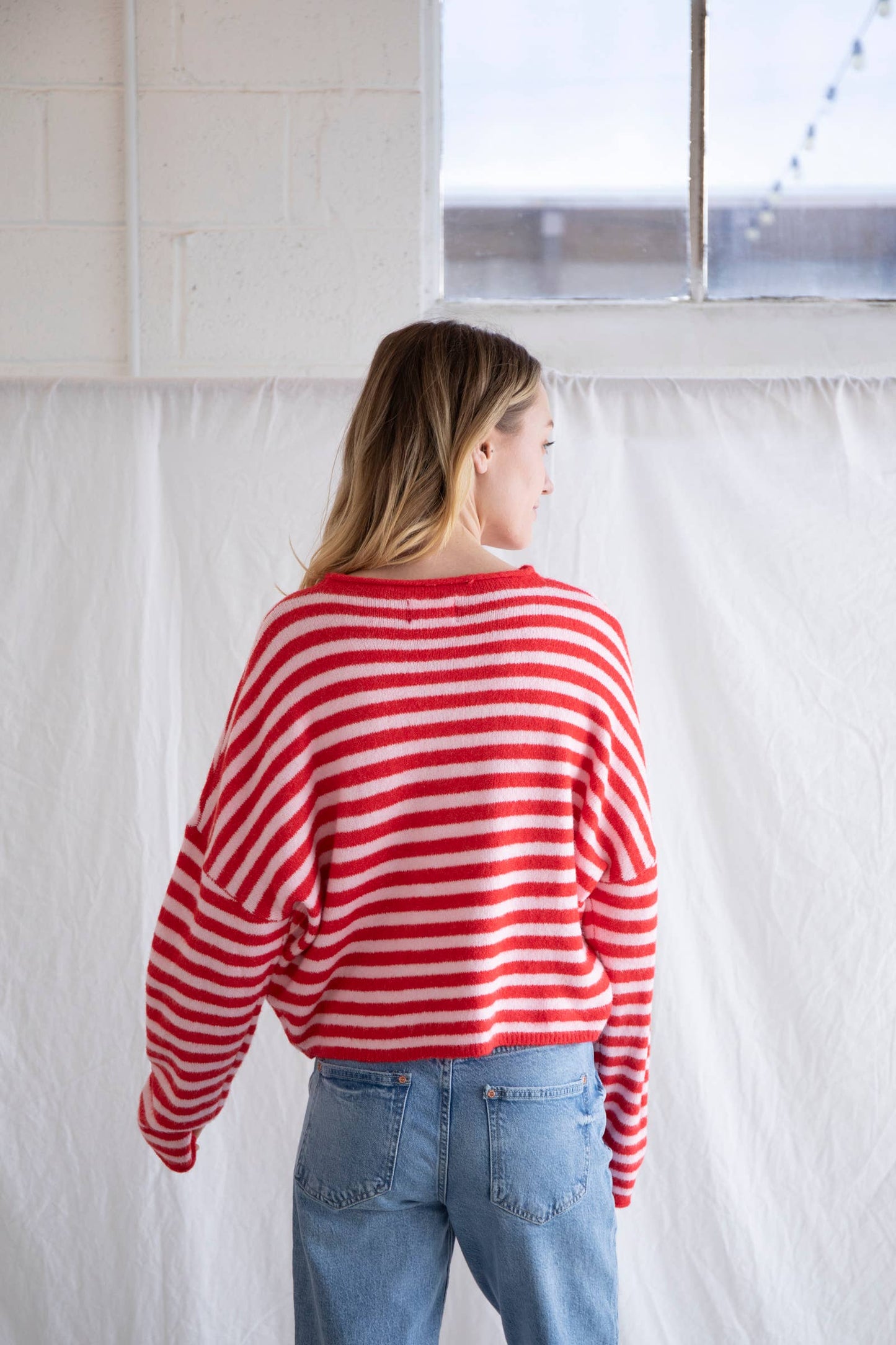 Piper Cardigan Pink/Red Stripe