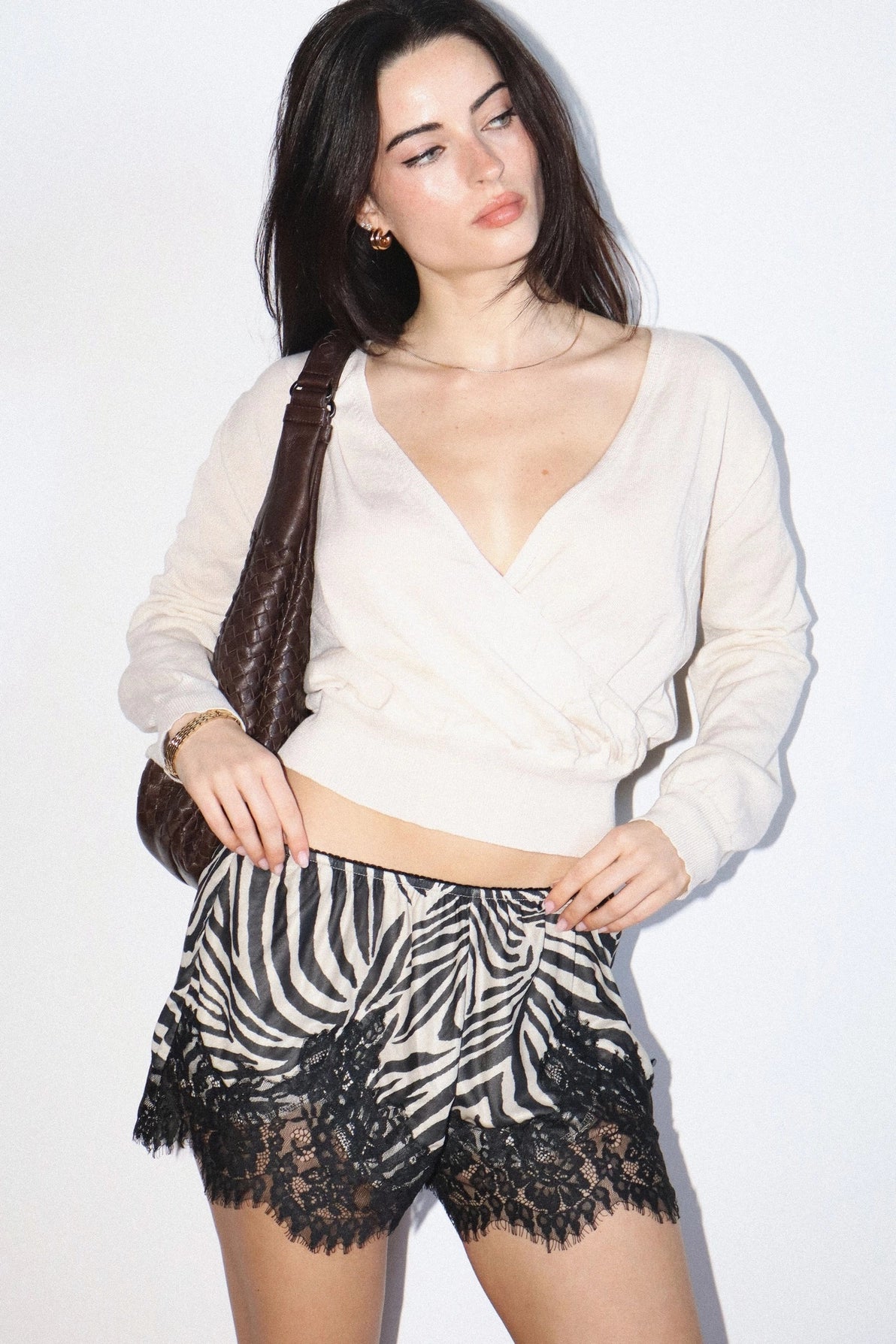 Zebra Lace Trim Shorts