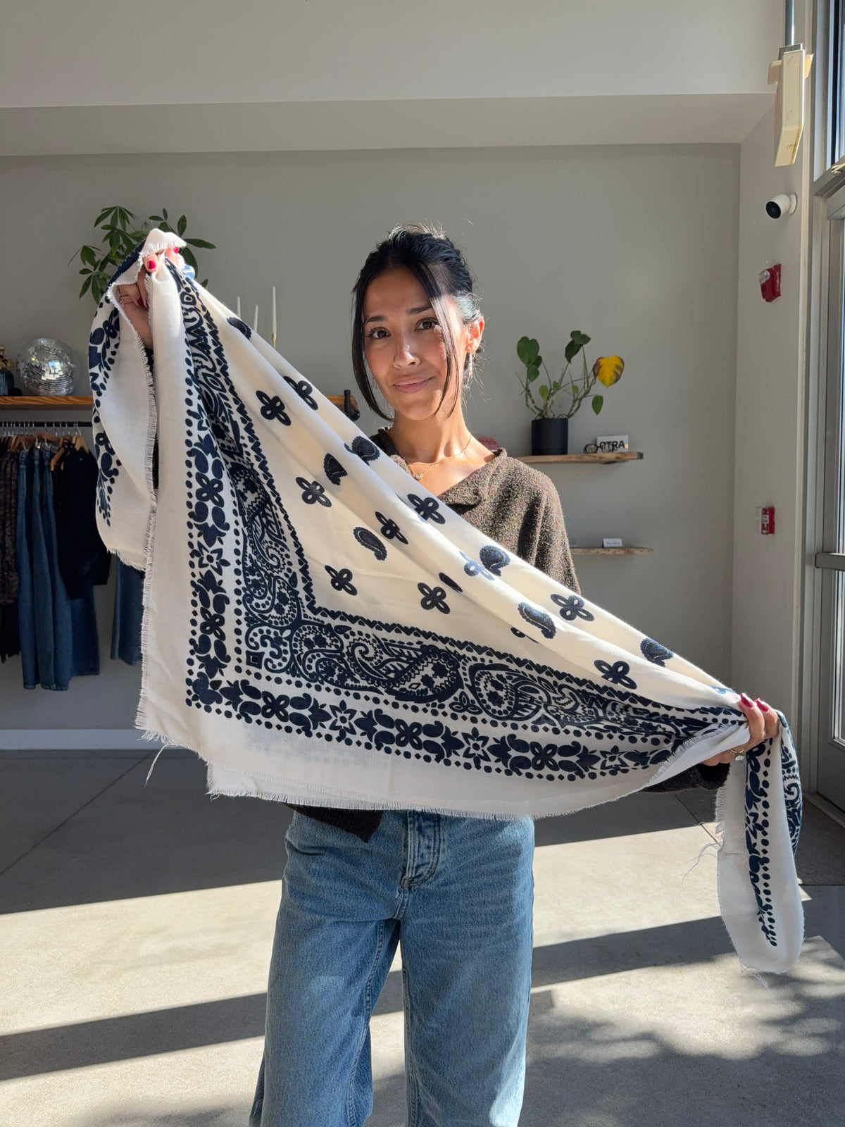 White Paisley Shawl Wrap