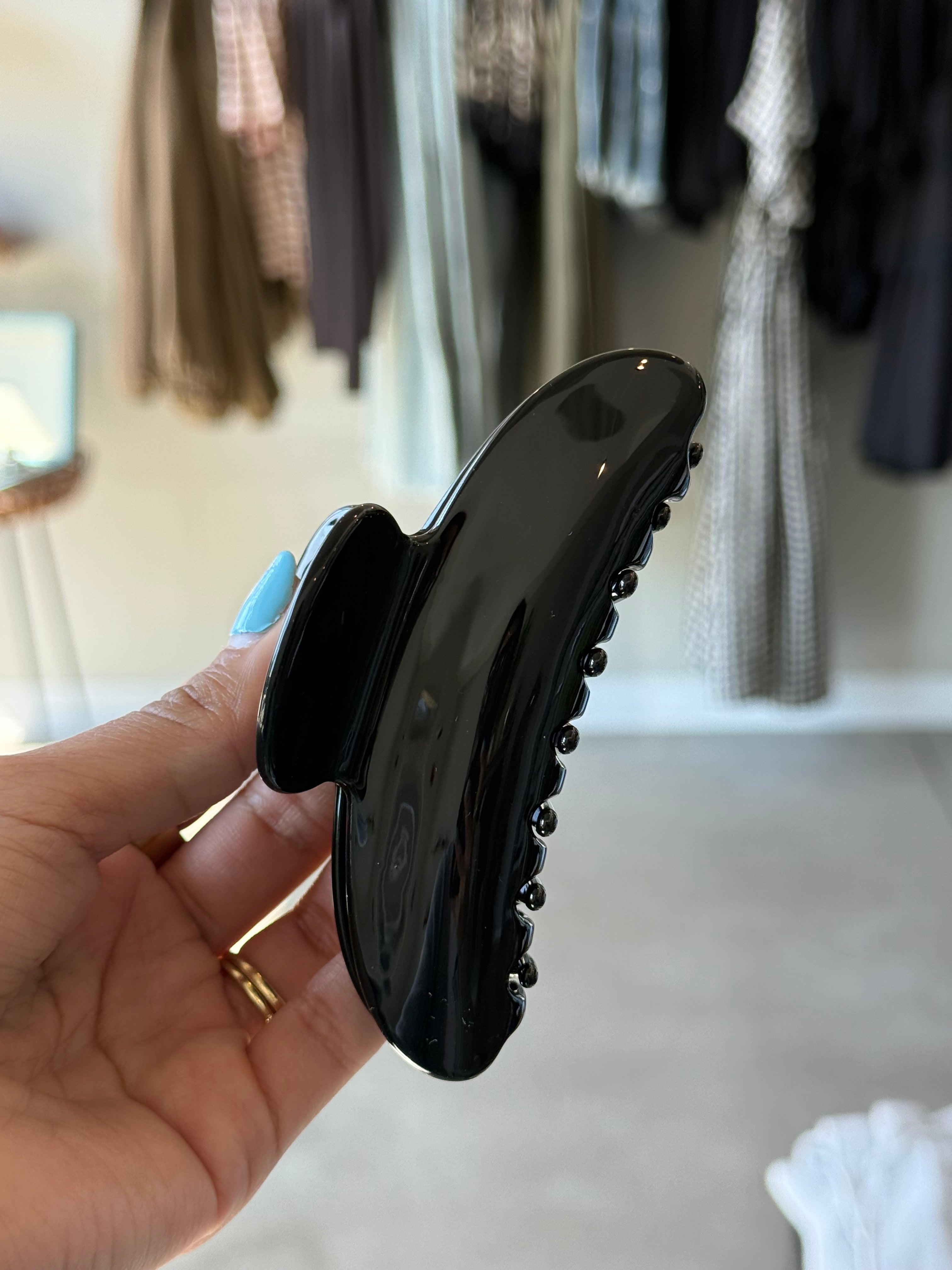 Black Glossy Marble Claw Clip