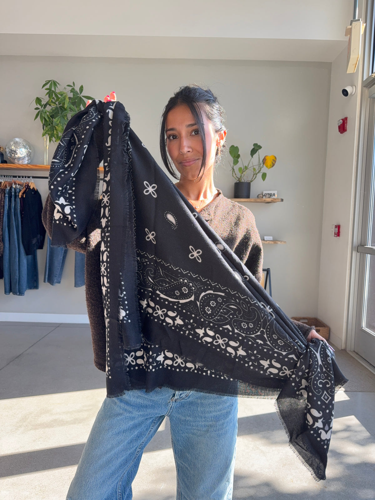 Black Paisley Shawl Wrap