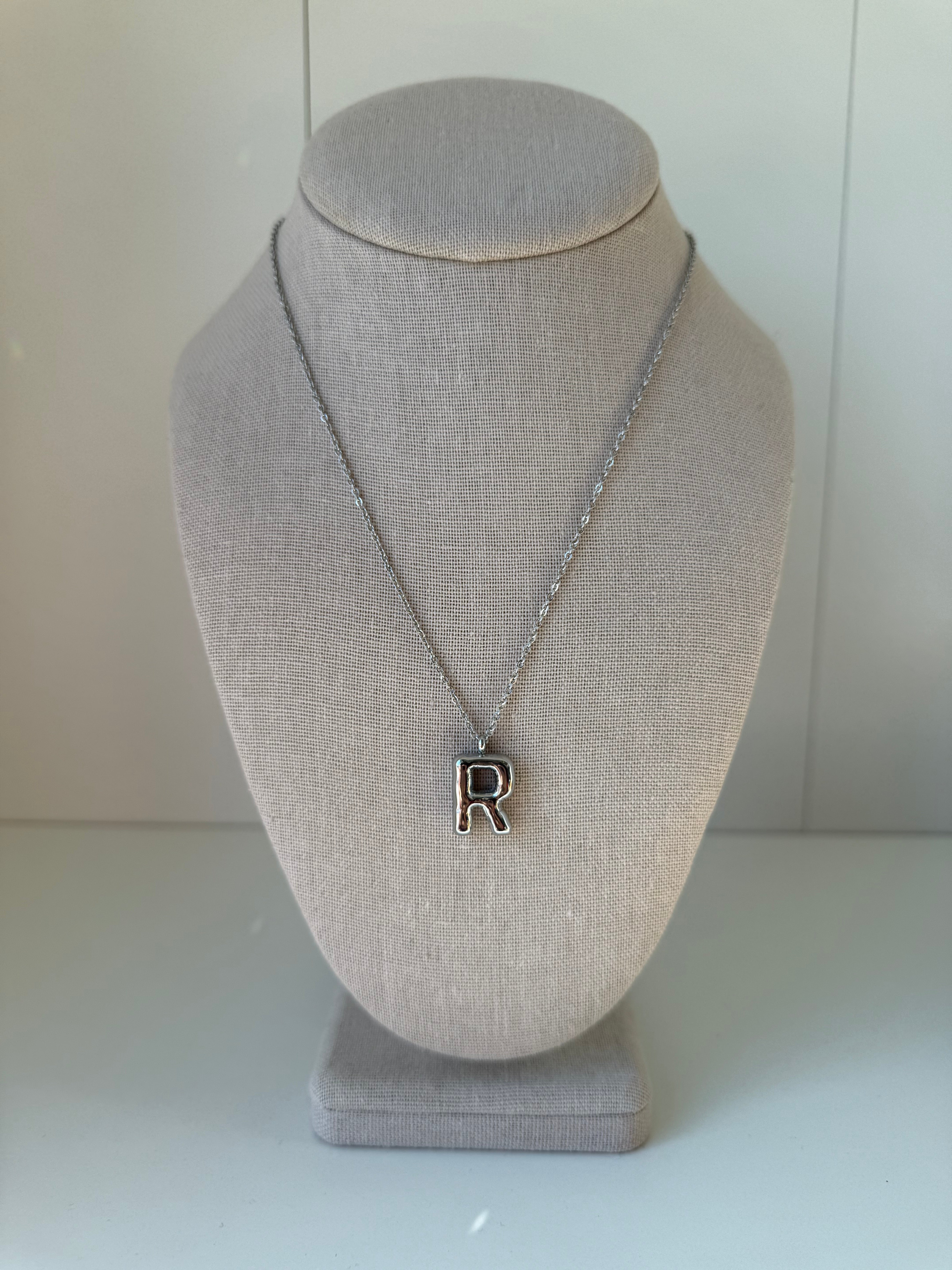 Bubble Letter Necklace in Silver
