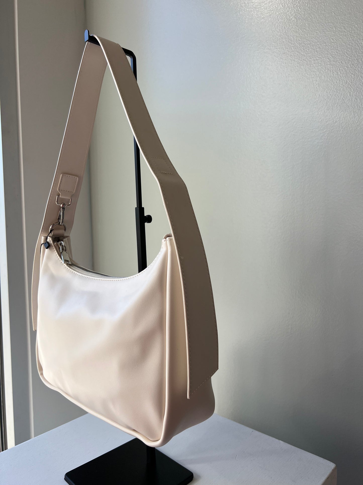 Leather Hobo Bag White