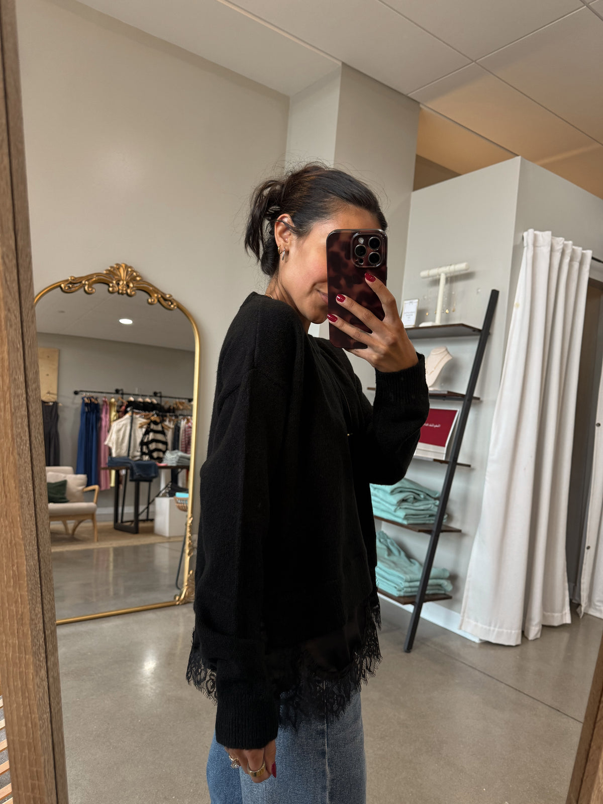 Aries Lace Sweater in Black