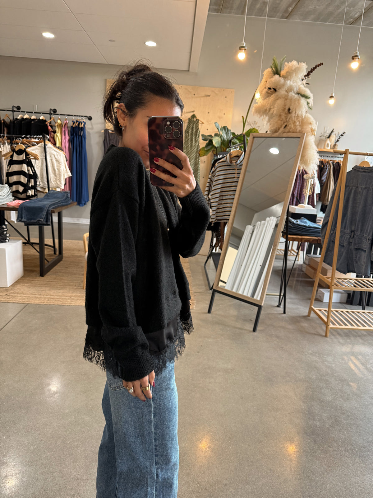 Aries Lace Sweater in Black