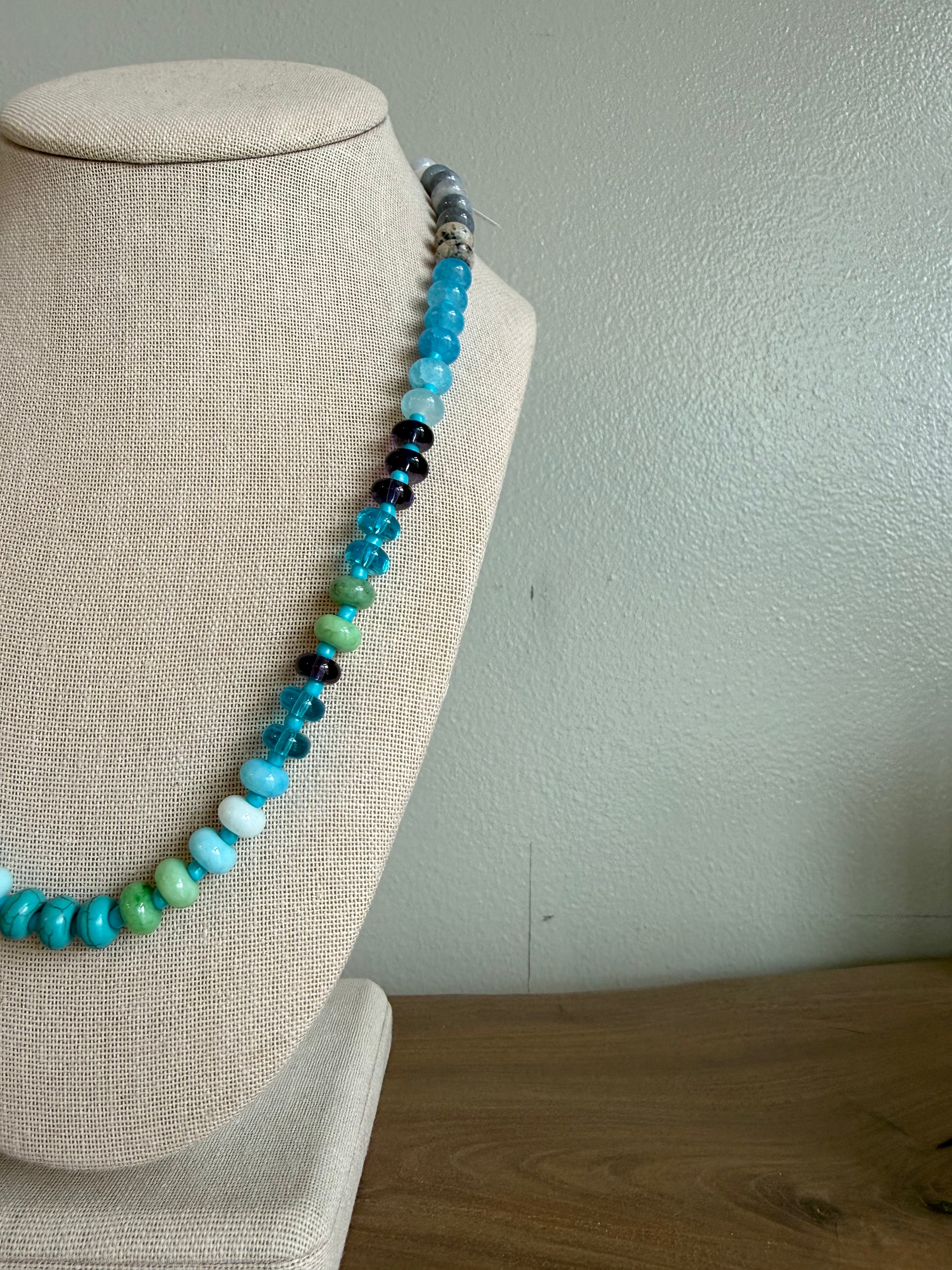 Blue Multi Beaded Necklace
