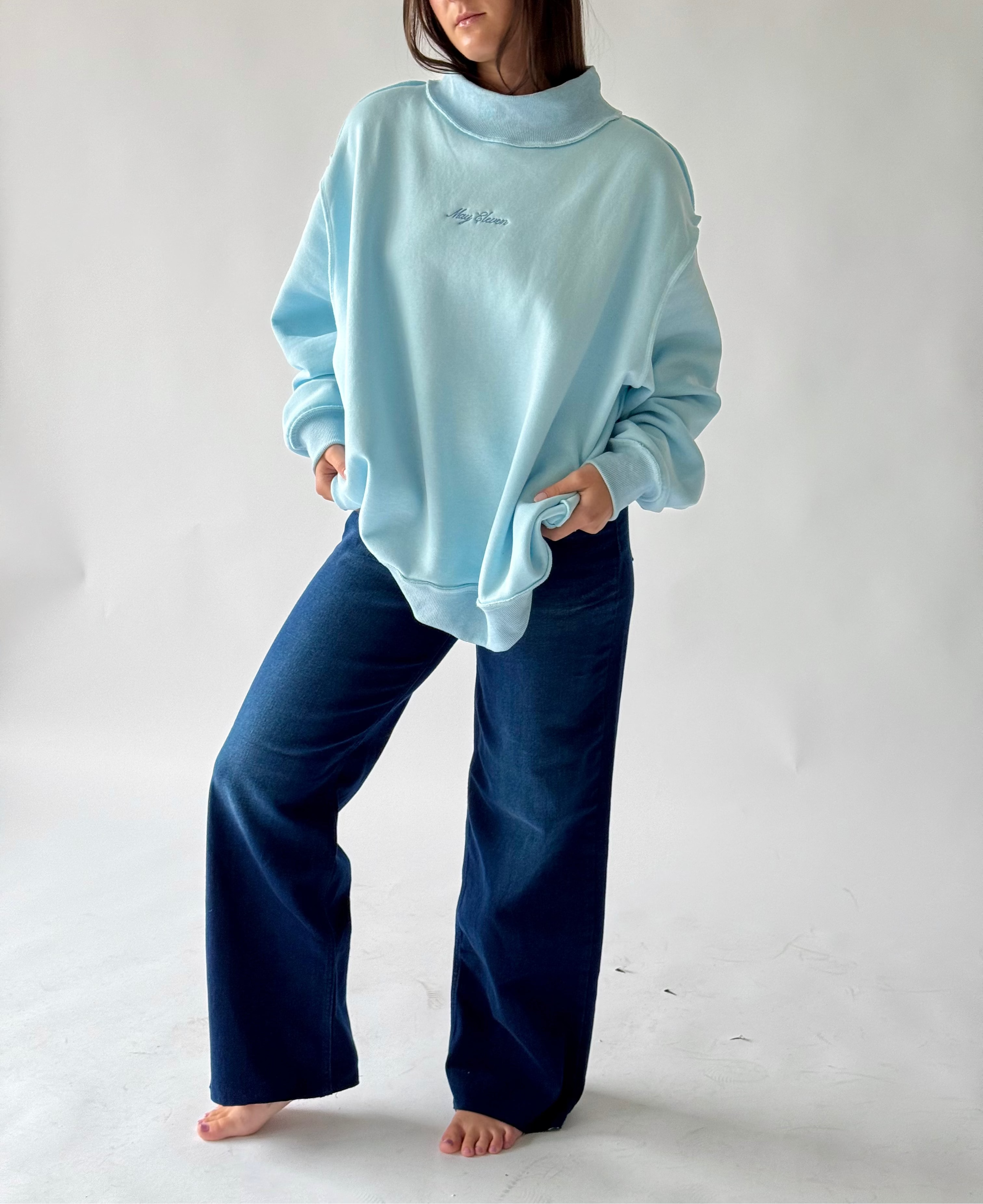 May Eleven Mock Crew in Light Blue