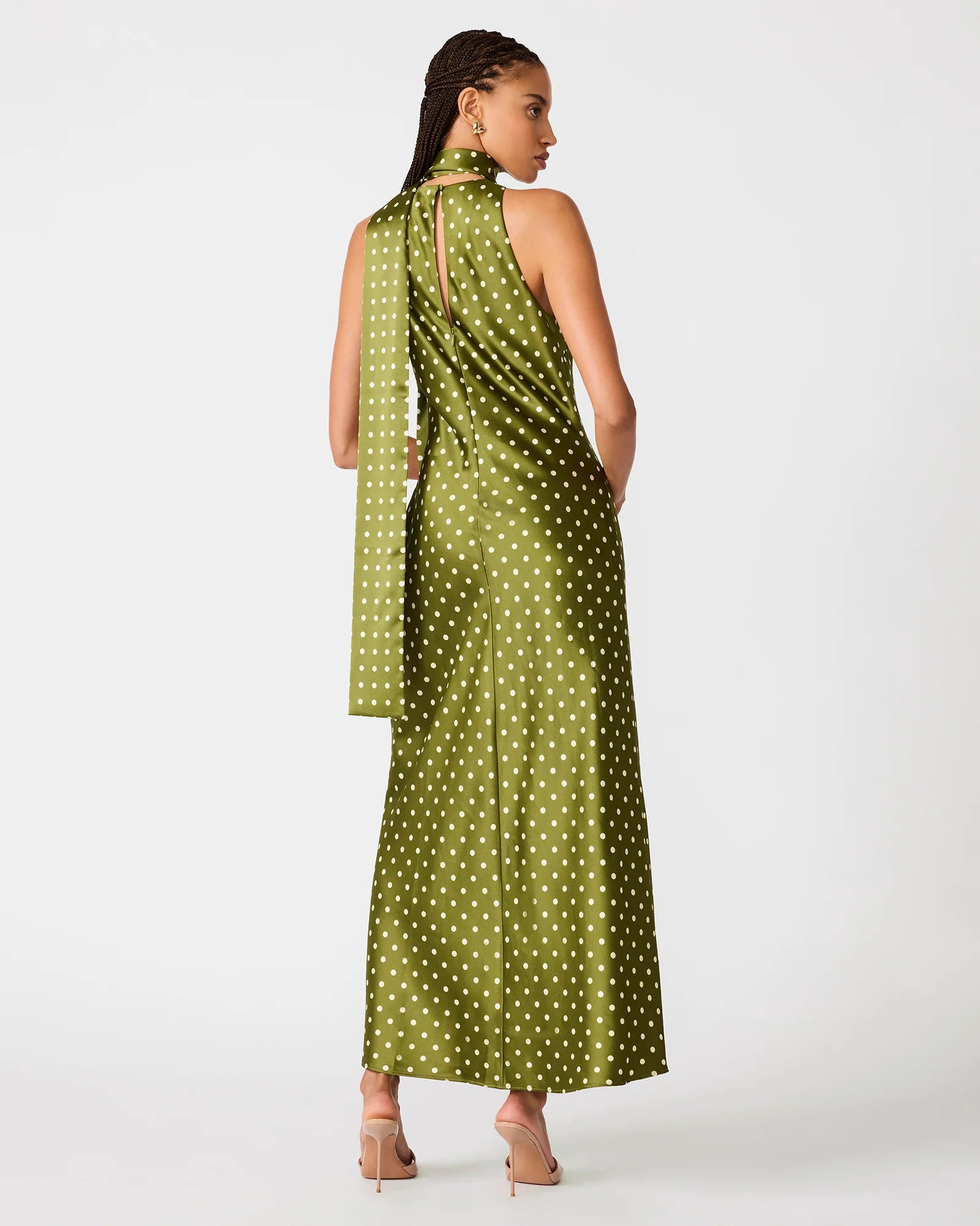 Jaiden Polka Dot Dress in Olive Heather