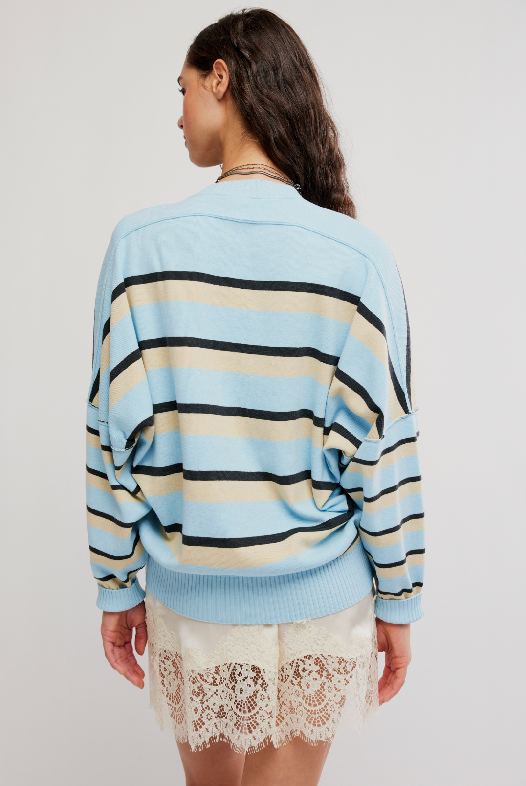 Striped Alma Pullover in Ice Blue Combo