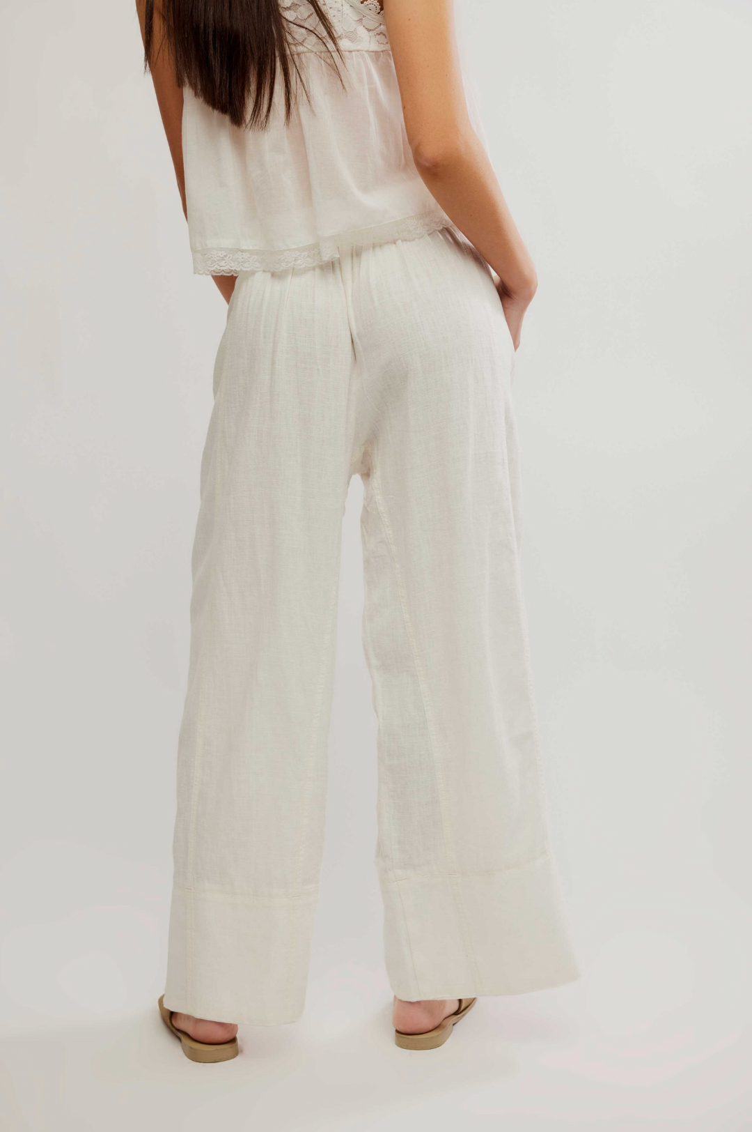 Day's End Linen Pull-On Pants in Clean Ivory