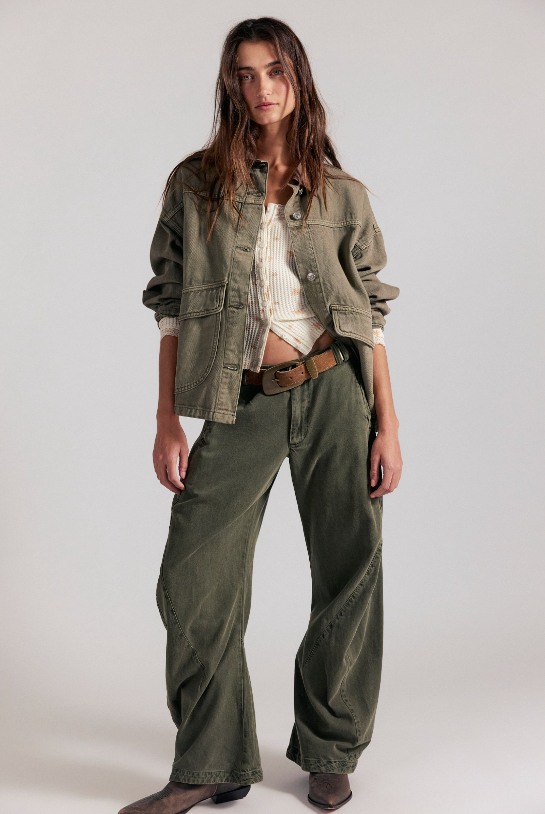 Spotlight Washed Trousers in Dusty Olive