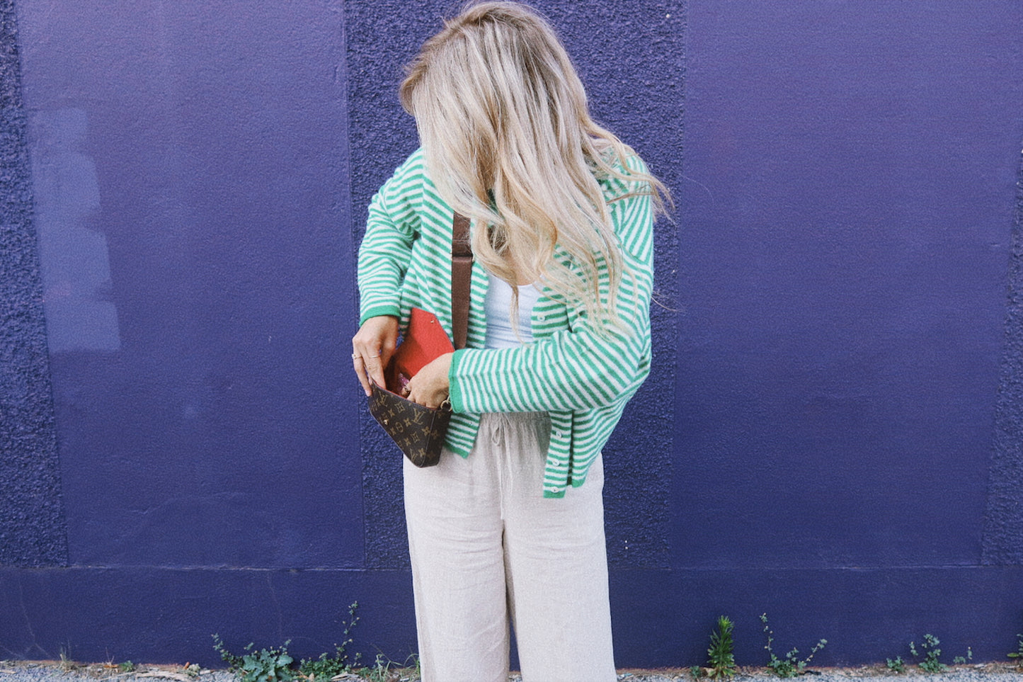 Piper Cardigan in Green Mini Stripe