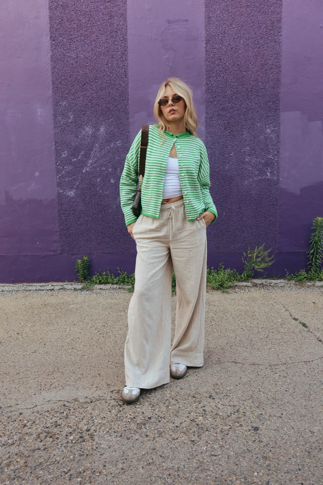 Piper Cardigan in Green Mini Stripe