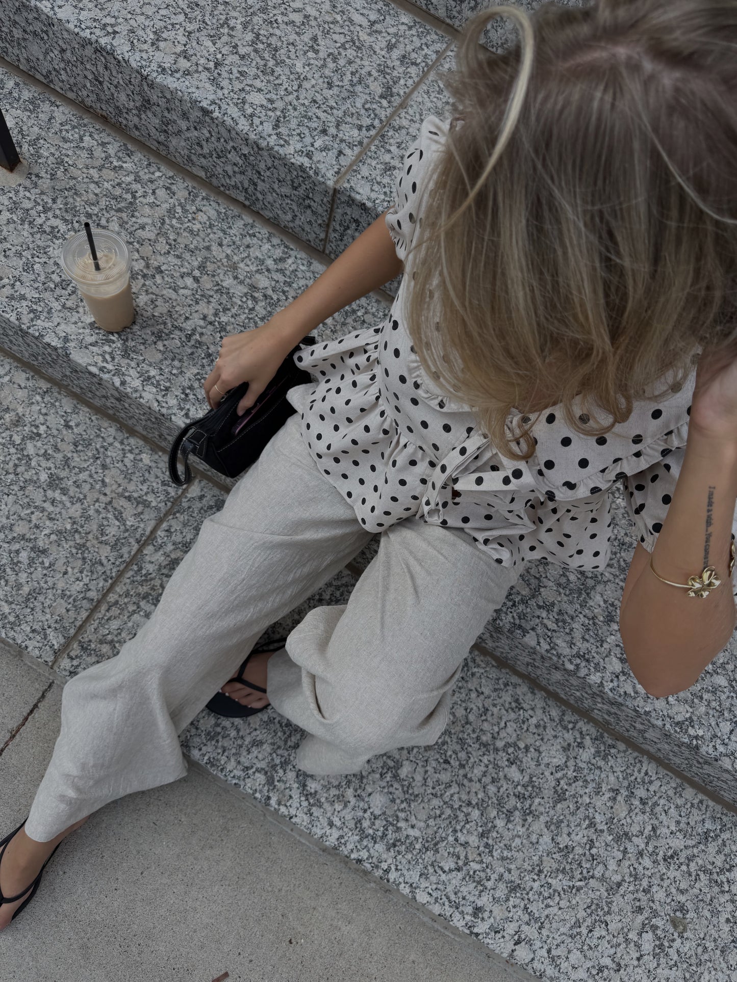 Linen Polka Dot Top