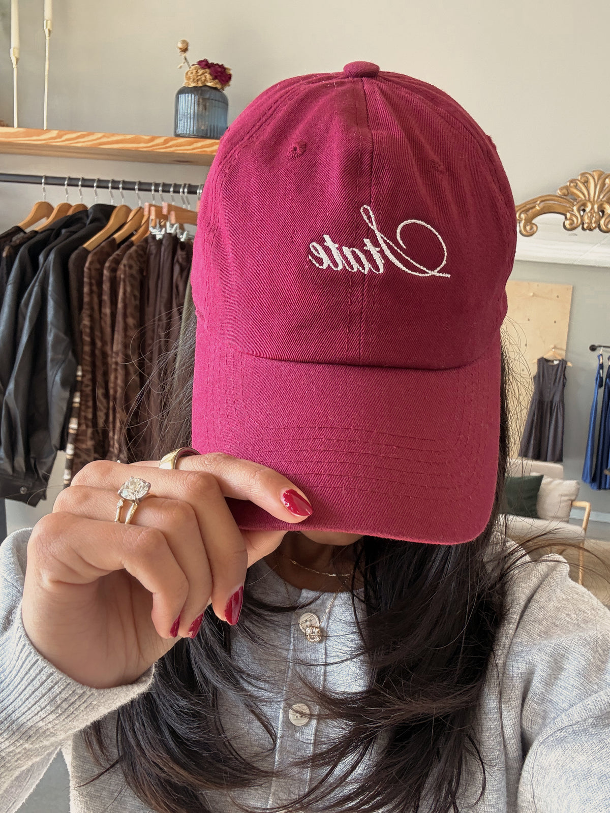 "State" Embroidered Cotton Hat
