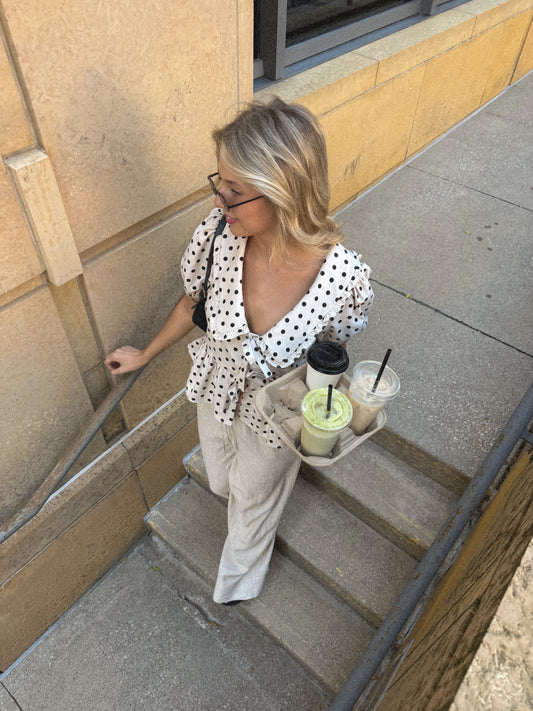 Linen Polka Dot Top