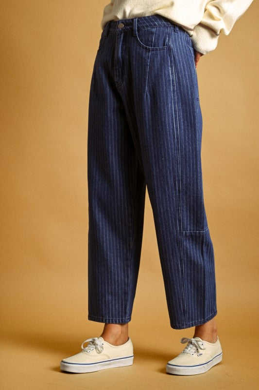 Pinstripe Denim Jeans