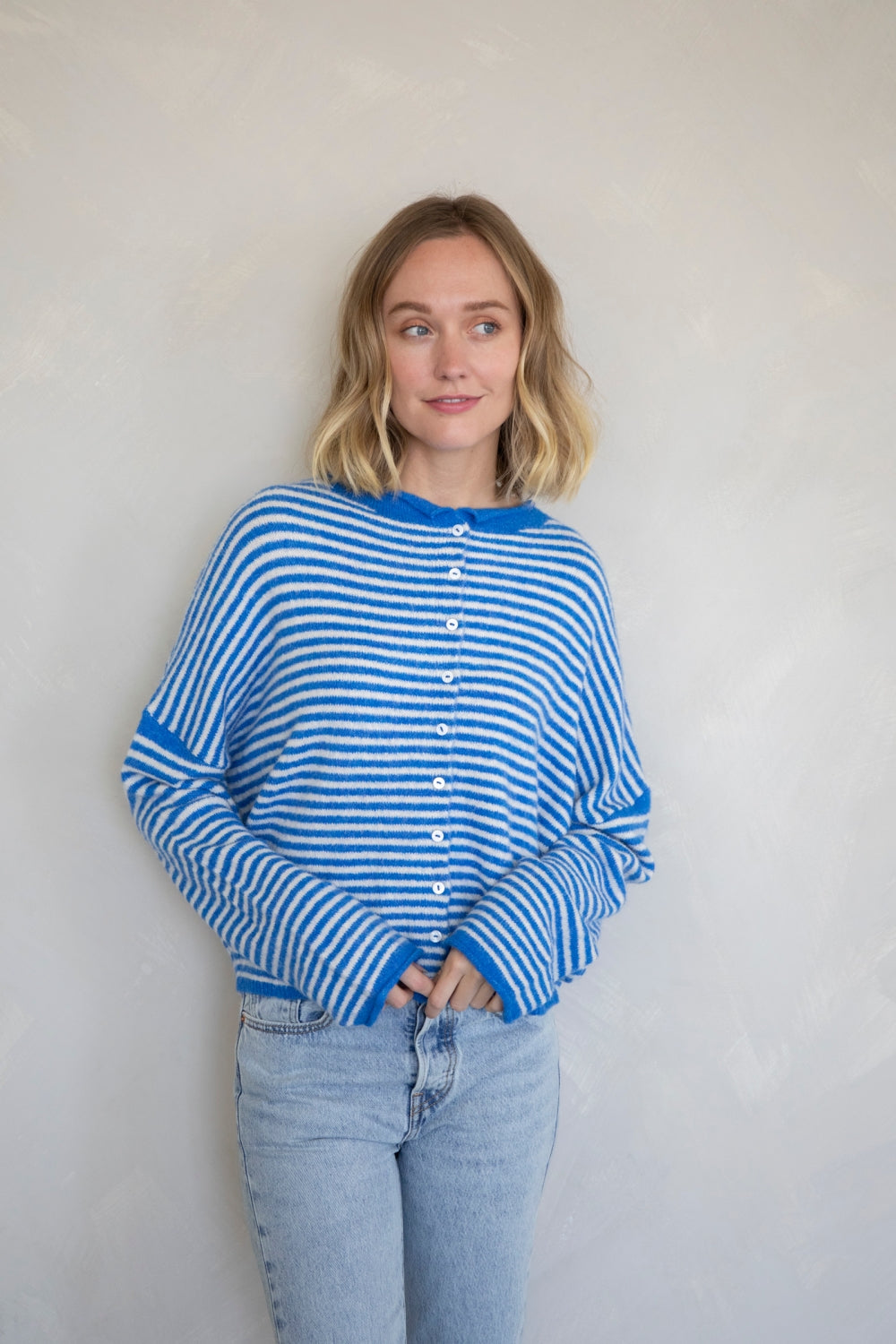 DROPS FRIDAY! Piper Cardigan Blue Stripe