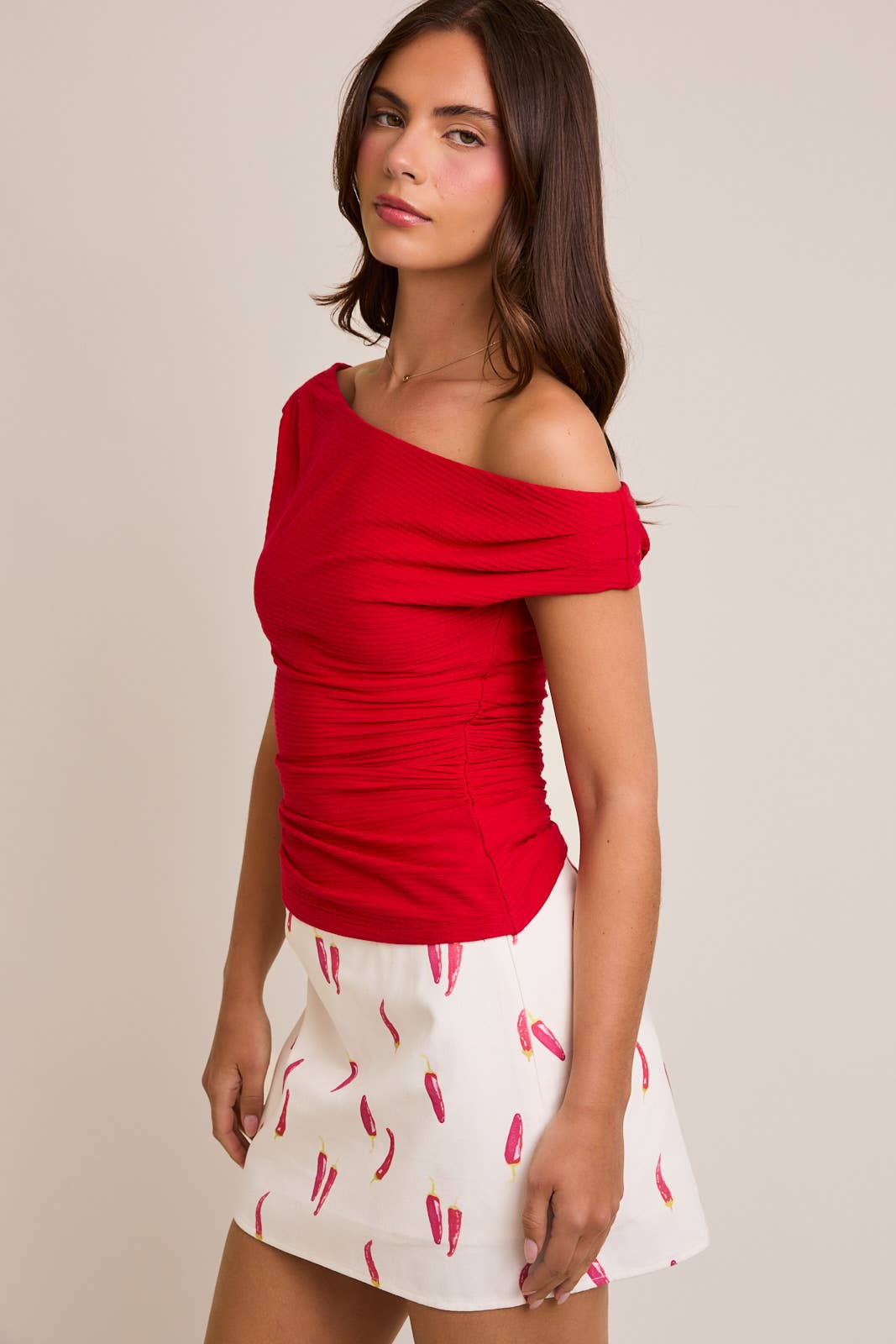Off Shoulder Rib Top