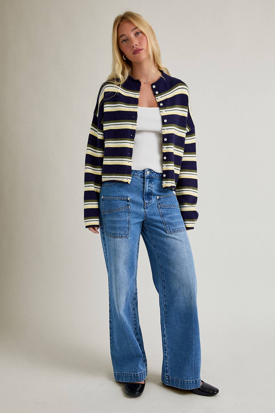 Navy Multi Stripe Cardigan