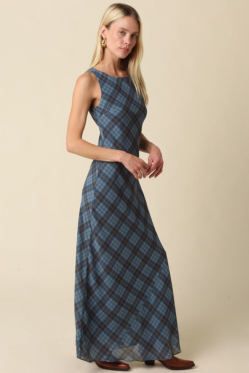 Caroline Plaid Maxi Dress