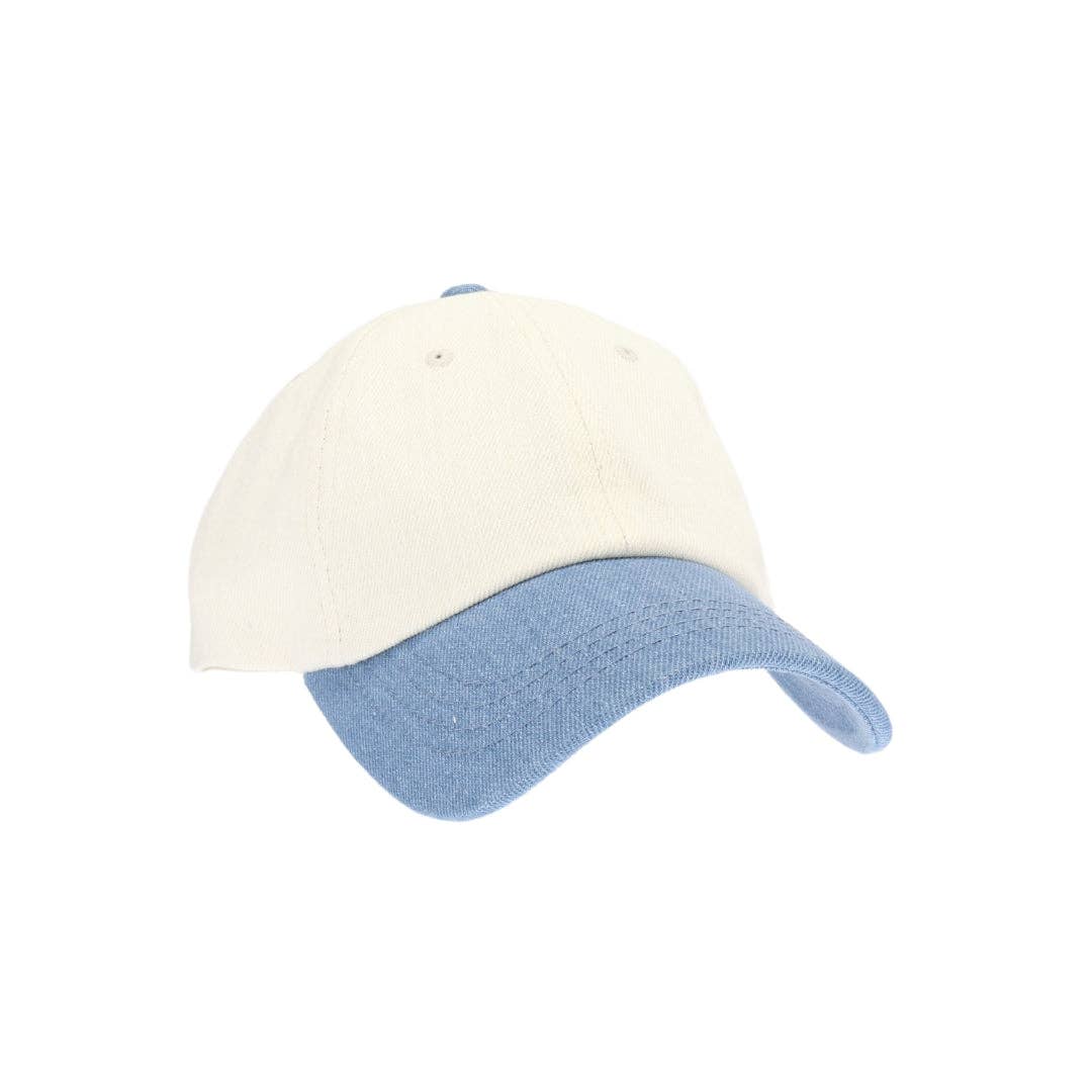Two-Tone Cotton Twill Denim Cap
