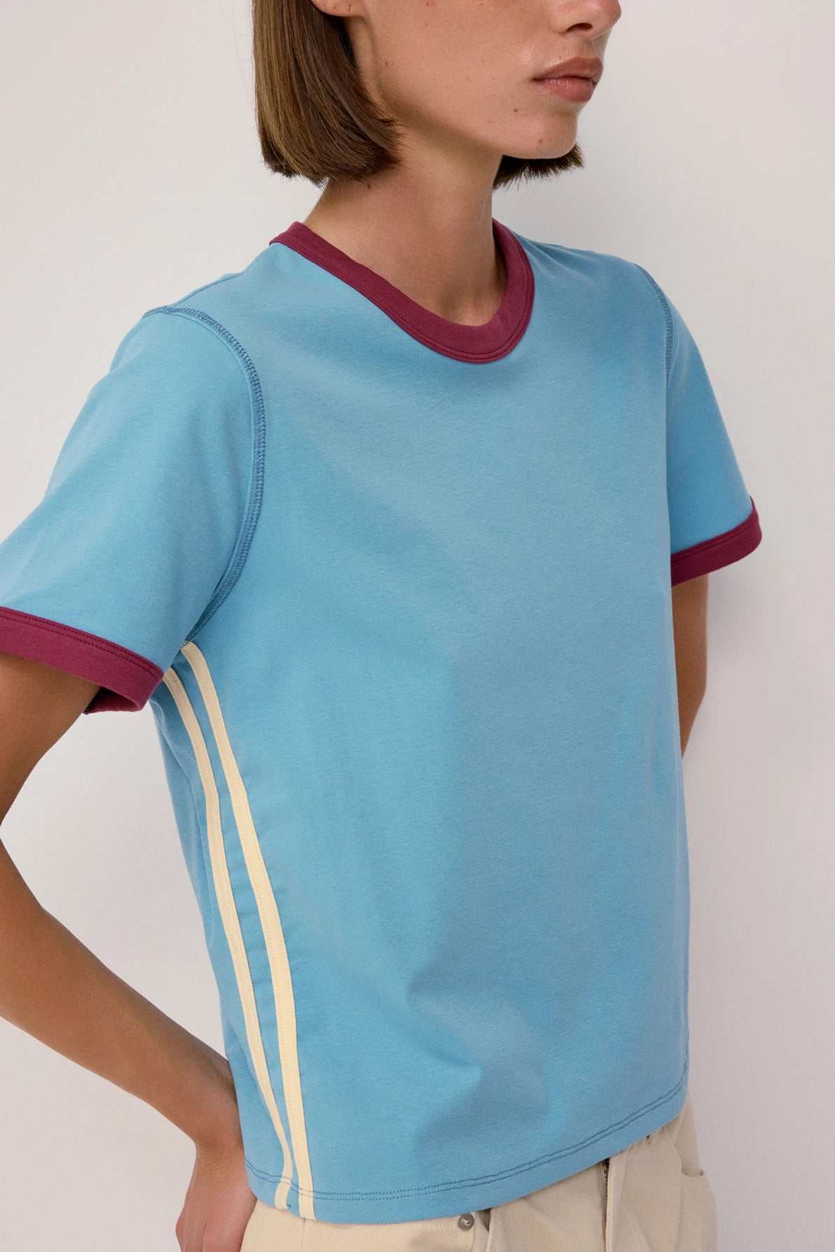 The Cait Tee in Blue Berry Cream