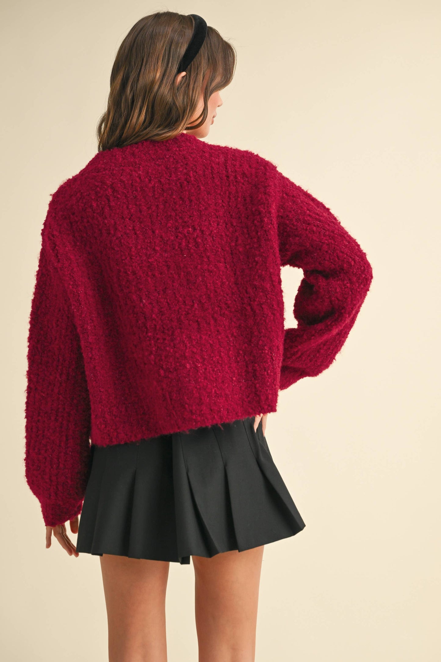 Jackie Sweater Cardigan in Cherry