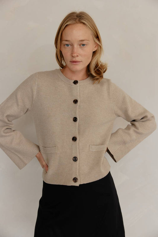 The Tyler Cardigan in Beige