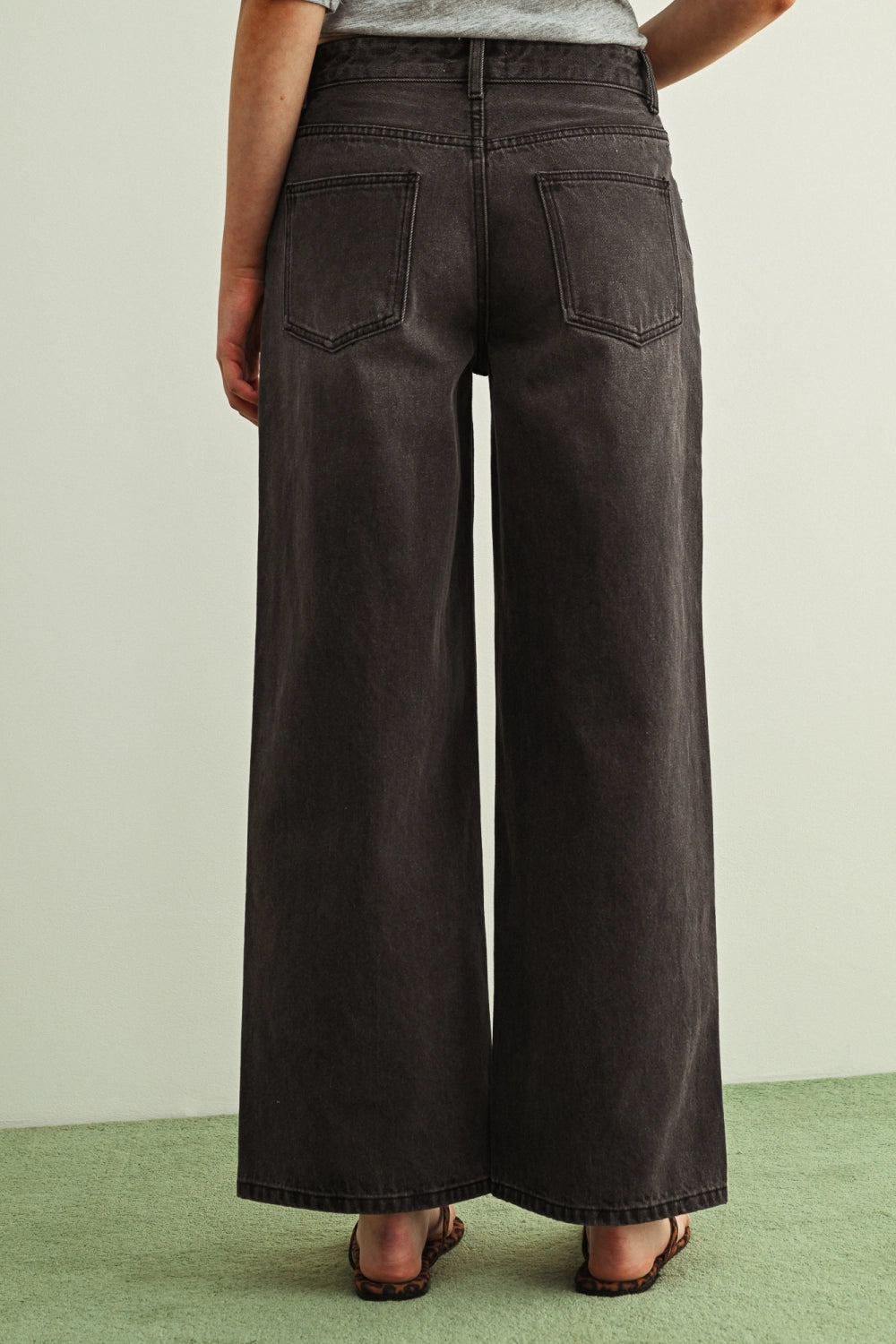Relaxed Black Wide Leg Jeans