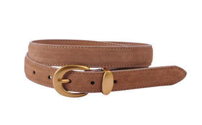 Camel Suede Belt Gold Buckle