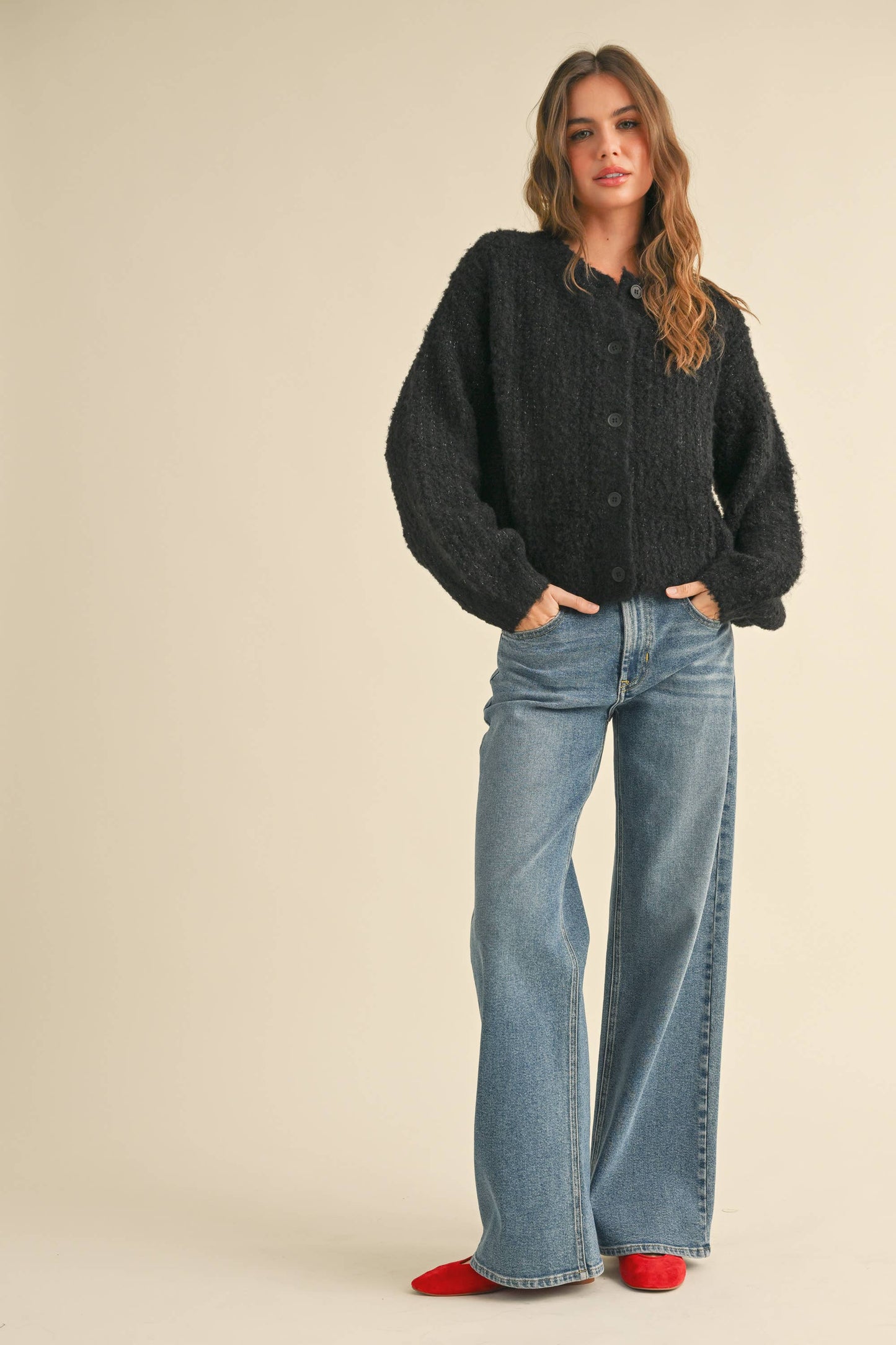 Jackie Sweater Cardigan in Black