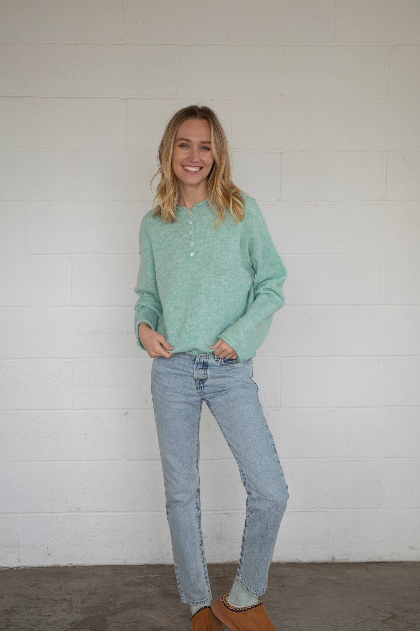 Piper Henley Pullover in Seafoam