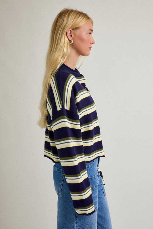 Navy Multi Stripe Cardigan