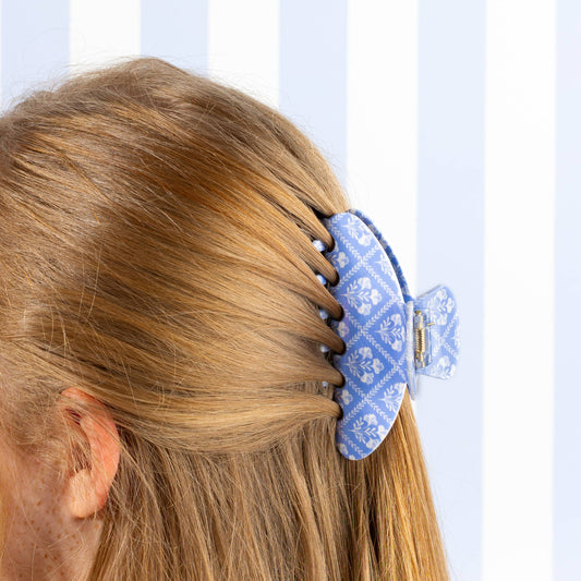 Blue Trellis Claw Clip