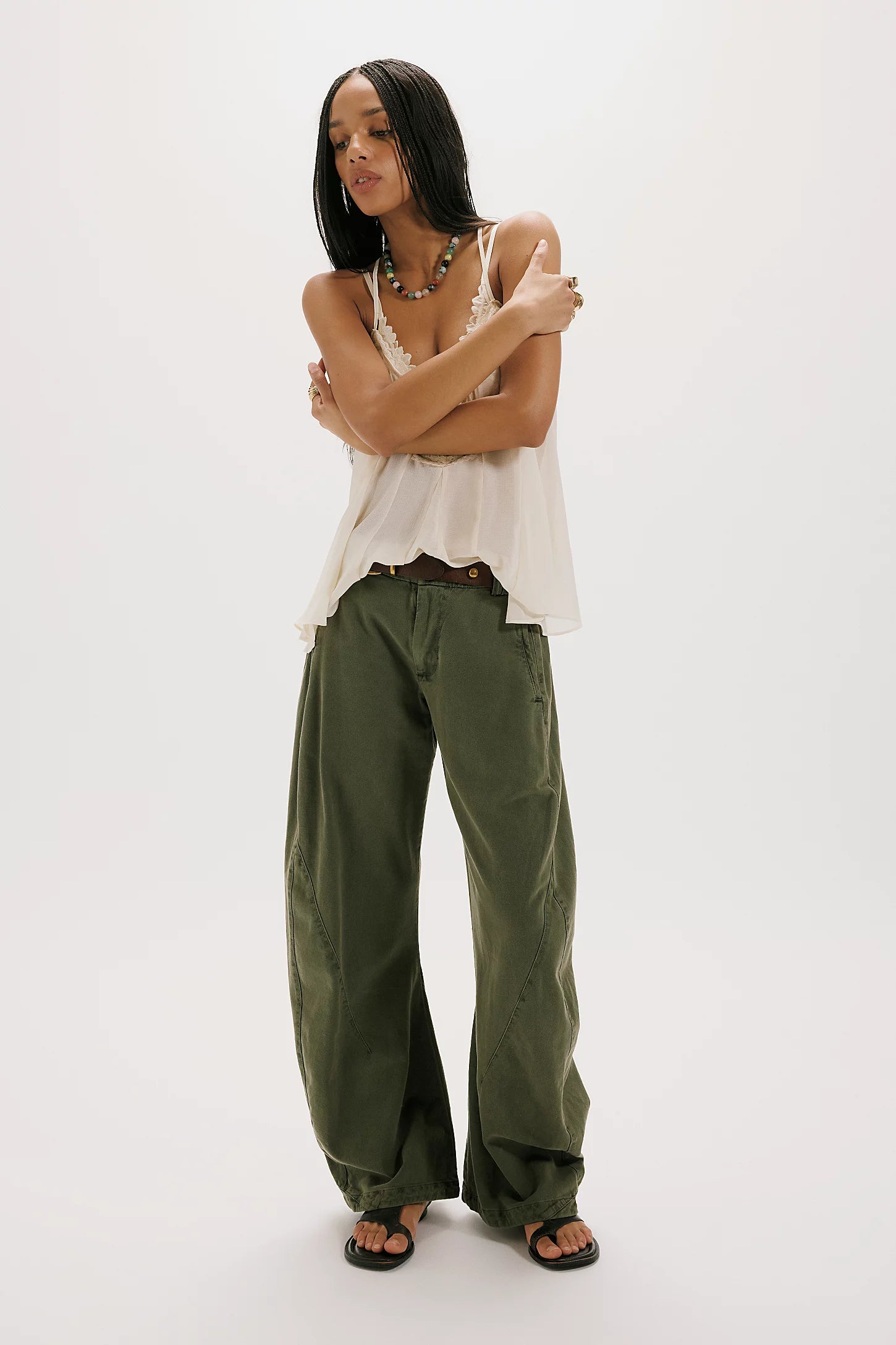 Spotlight Washed Trousers in Dusty Olive