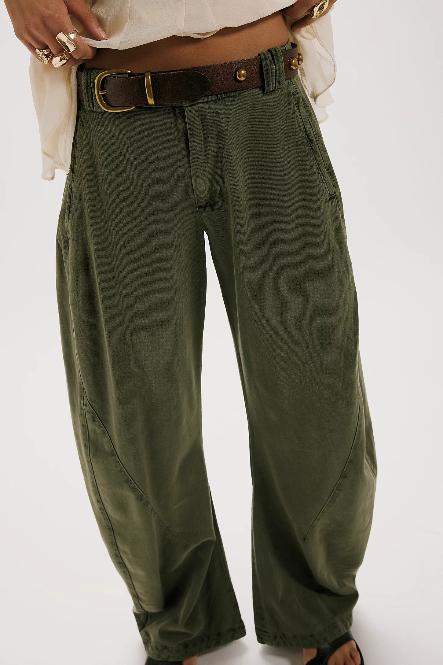 Spotlight Washed Trousers in Dusty Olive