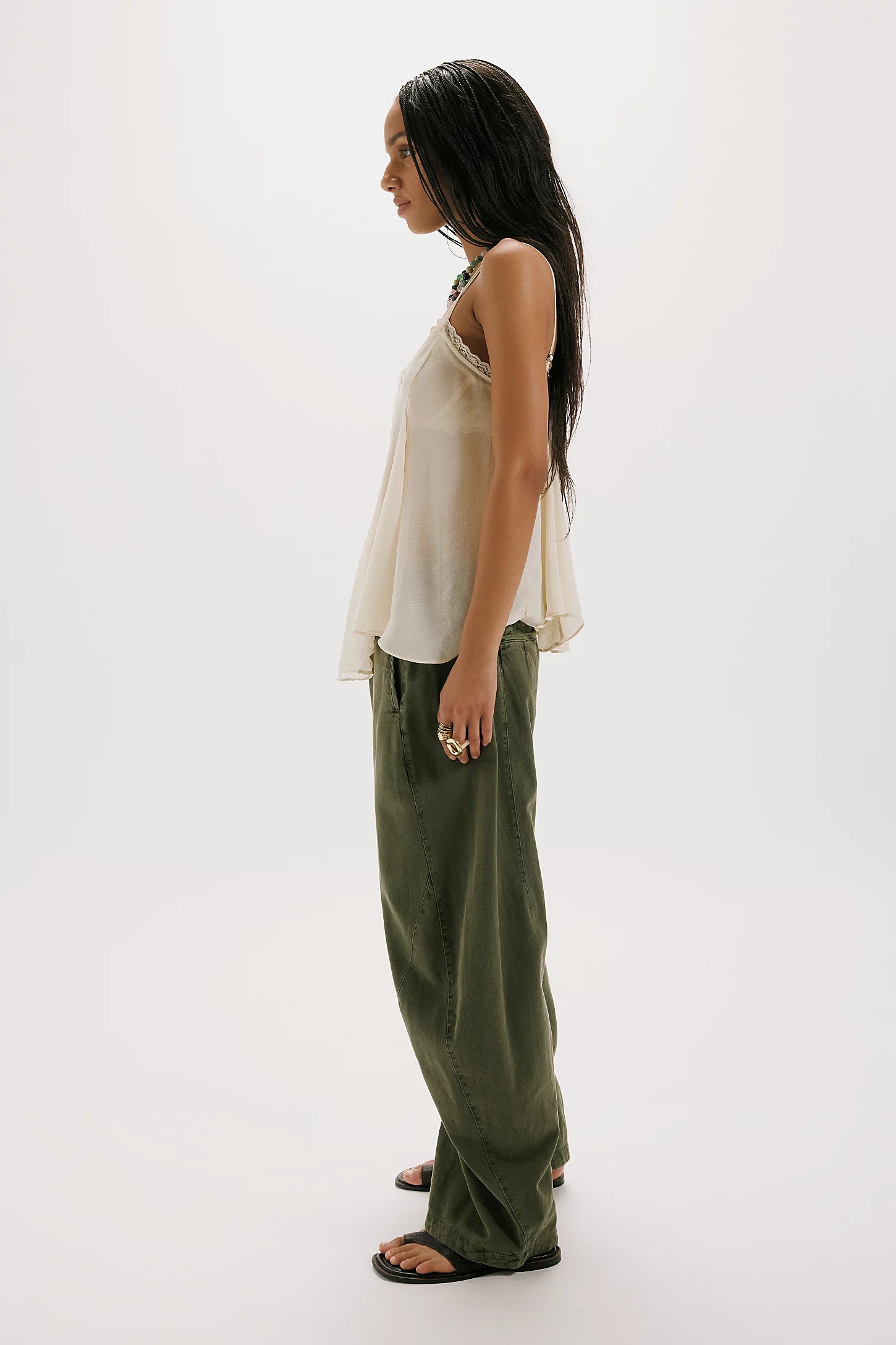 Spotlight Washed Trousers in Dusty Olive