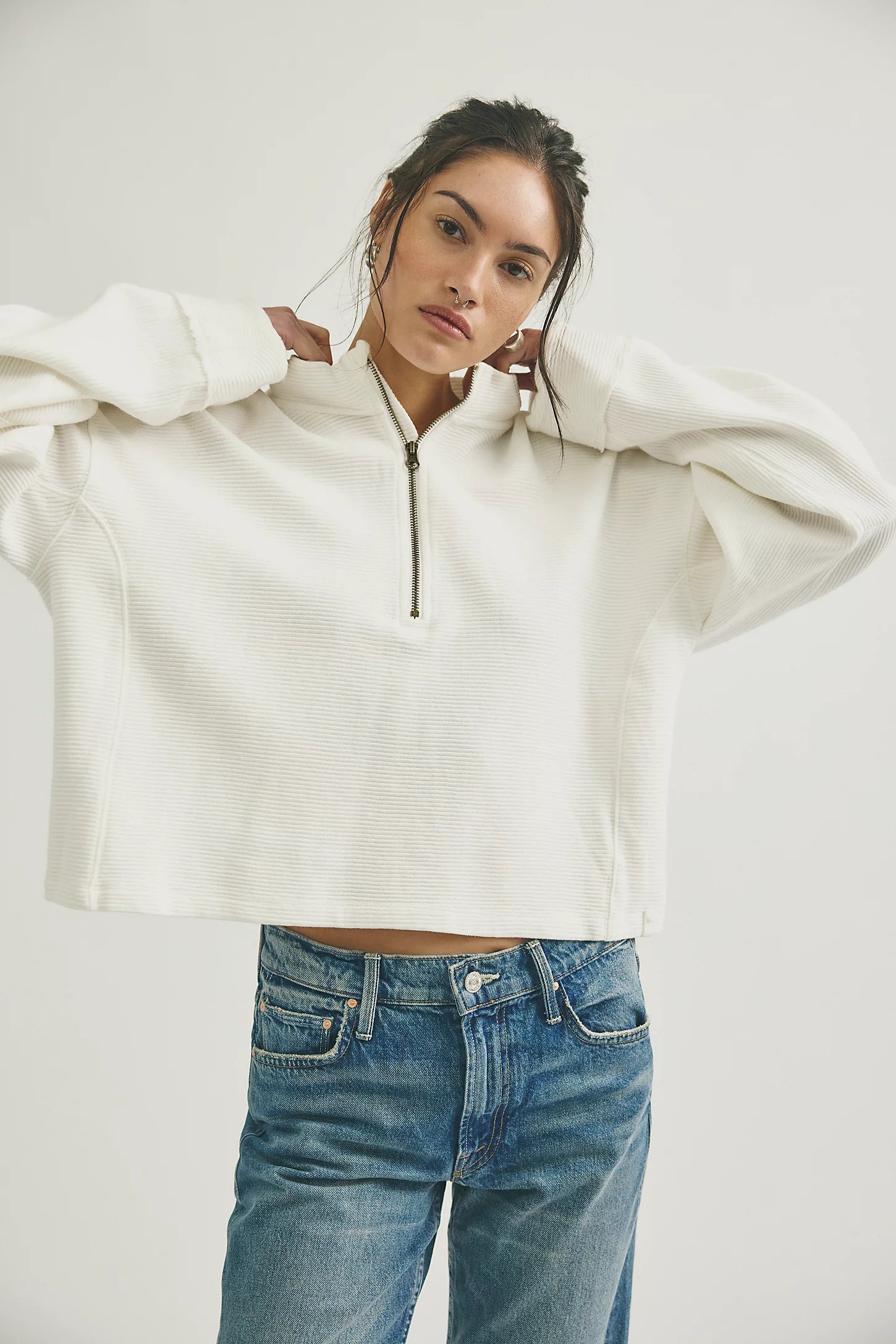 Celeste Quarter Zip in Clean Ivory