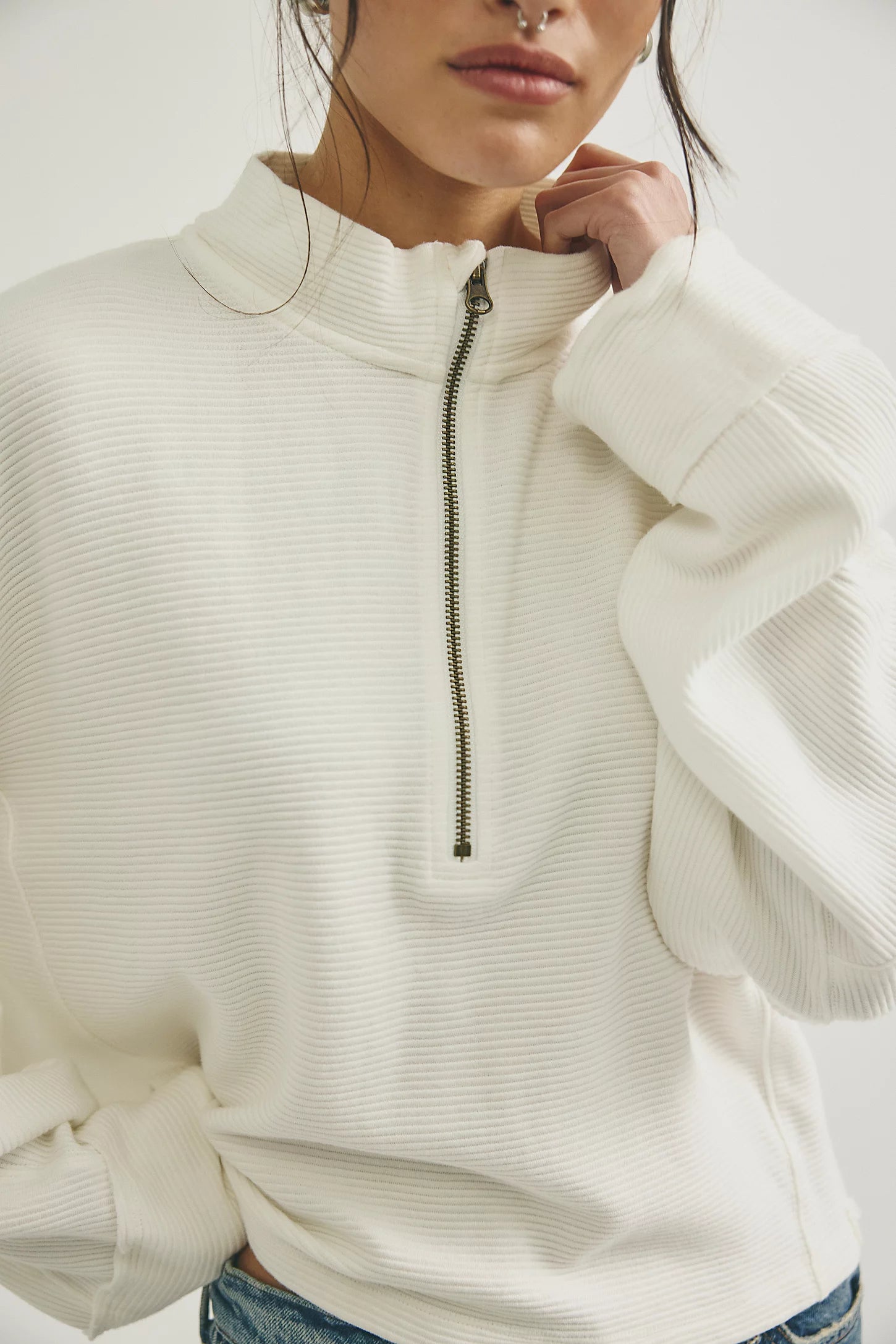 Celeste Quarter Zip in Clean Ivory