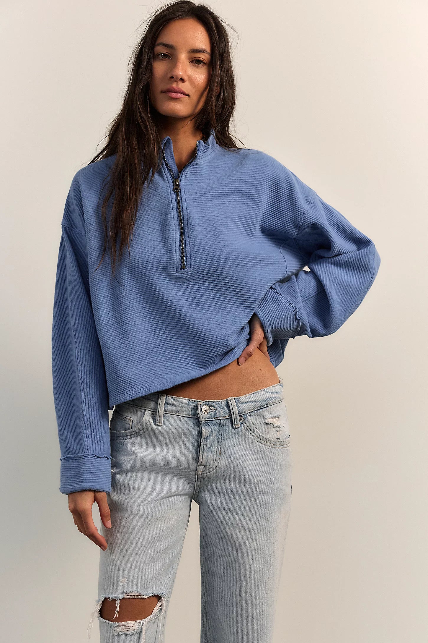 Celeste Quarter Zip in Blue