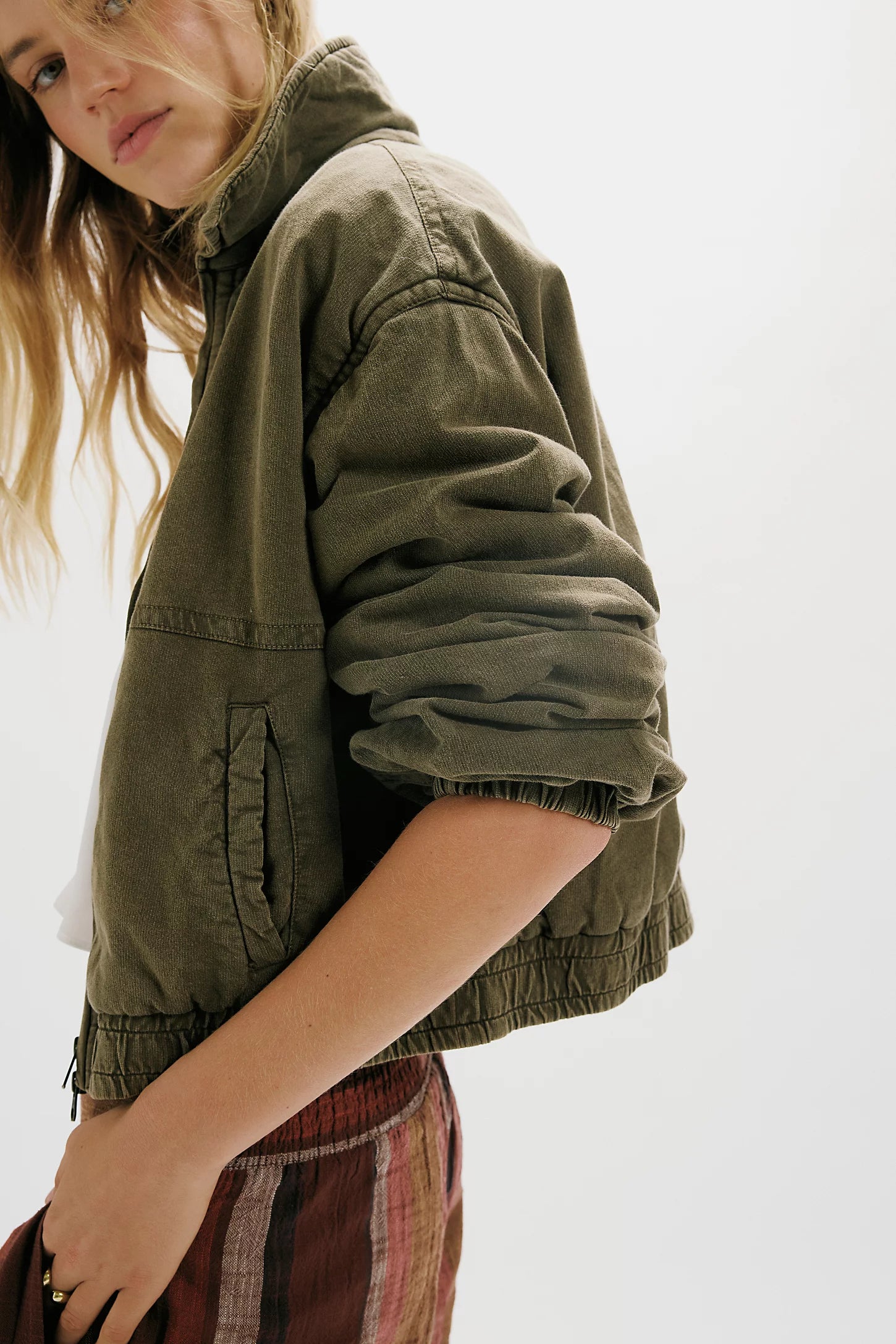 One Birdie Washed Jacket in Olive Green