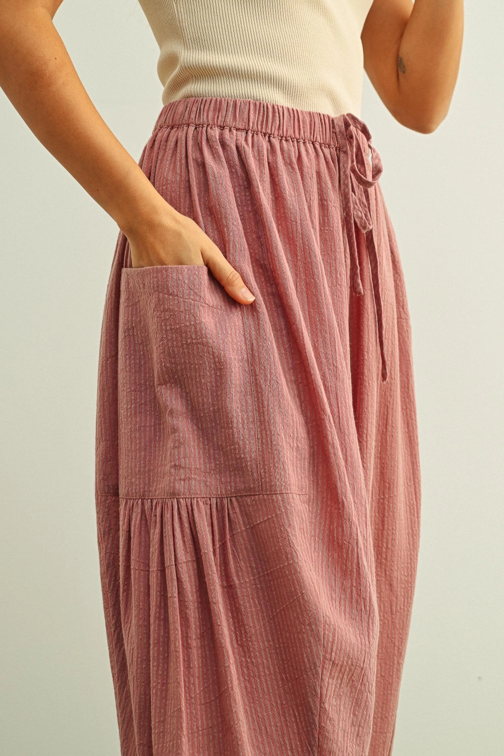 Pinstripe Loose Pocket Pants