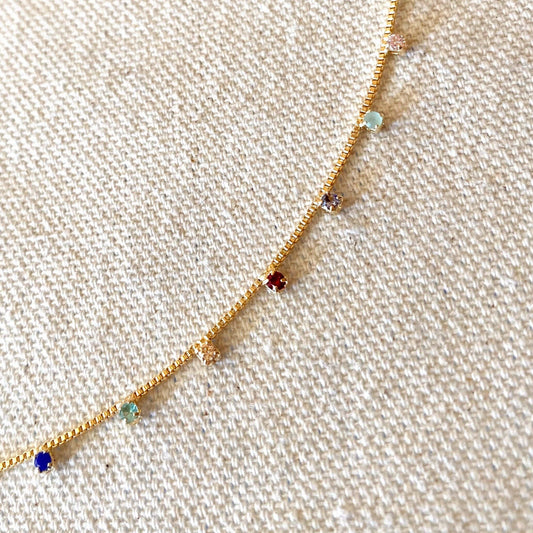 Zirconia Colored Stones Necklace