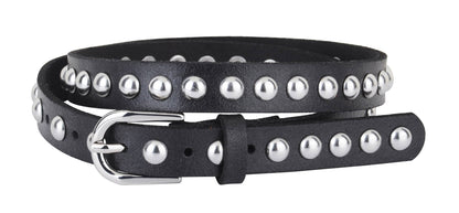 Studded Black Leather Belt