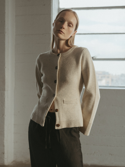 The Tyler Cardigan in Beige