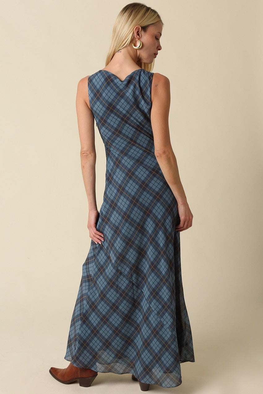 Caroline Plaid Maxi Dress