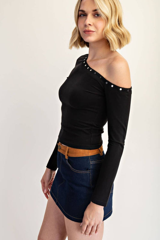 One Shoulder Stud Top